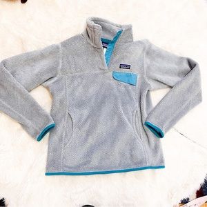 Patagonia Retool Snap fleece jacket gray and teal